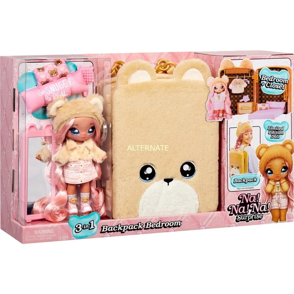 MGA Entertainment 3-in-1 Backpack Bedroom Series 2 Playset - Sarah Snuggles (Teddy Bear), Poupée