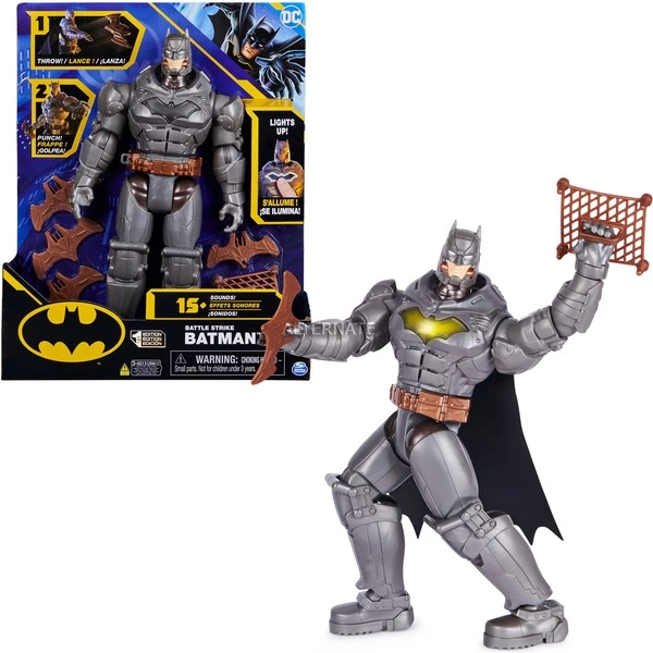 Spin Master DC Comics, Battle Strike Batman, Figurine Articulée Batman De 30 Cm, 5 Accessoires, Plus De 20 Effets Sonores, Jouets à Collectionner Pour Garçons Et Filles à Partir De 3 Ans