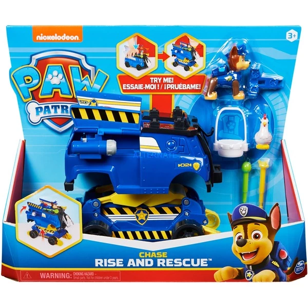 Spin Master LA PAT' PATROUILLE - VÉHICULE RISE & RESCUE CHASE - Véhicule De Police Transformable Avec 2 Figurines À Collectionner Et Accessoires Pat' Patrouille - Paw Patrol - 6063637 - Jouet Enfant 3 Ans Et +, Jeu Véhicule