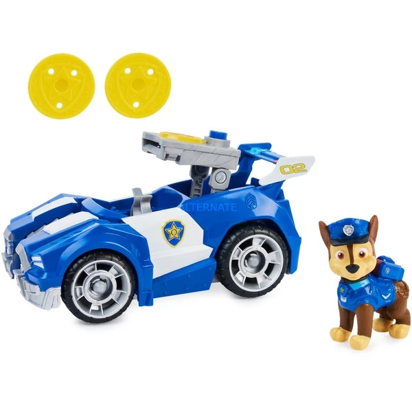 Spin Master Voiture De Police Pat Patrouille - Véhicule De Secours Avec Fonction Transformation Et Lance-Disques Et Figurine Amovible Chiot Chase, Jeu Véhicule – Image 2