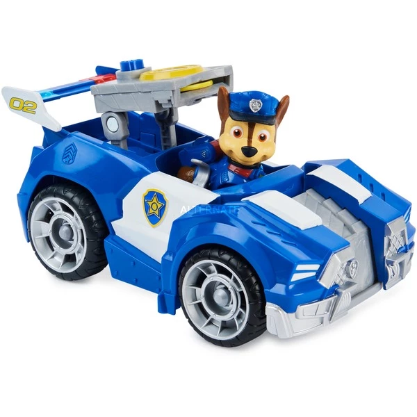 Spin Master Voiture De Police Pat Patrouille - Véhicule De Secours Avec Fonction Transformation Et Lance-Disques Et Figurine Amovible Chiot Chase, Jeu Véhicule – Image 3