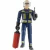 Bruder Figurine Pompier Avec Casque, Gants Et Accessoires